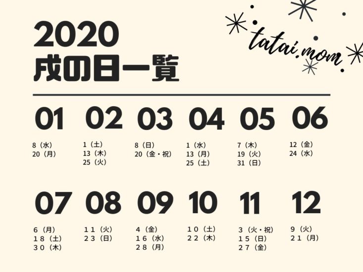 ２０２０年戌の日一覧 安産祈願