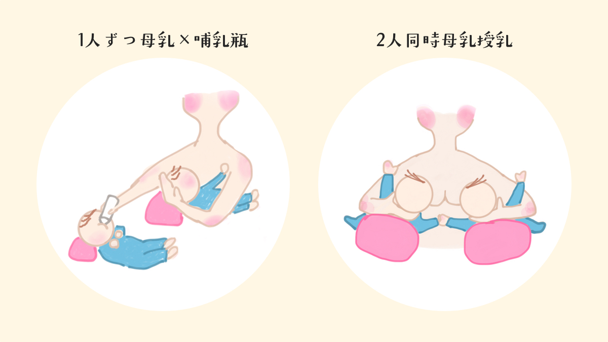 双子の母乳授乳